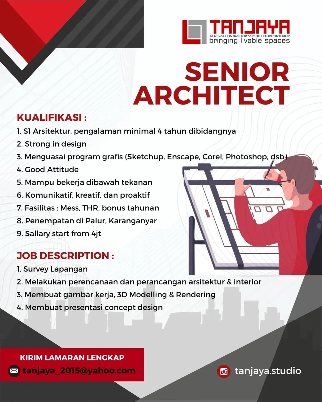 Lowongan Kerja Senior Architect – PT Tanjaya
