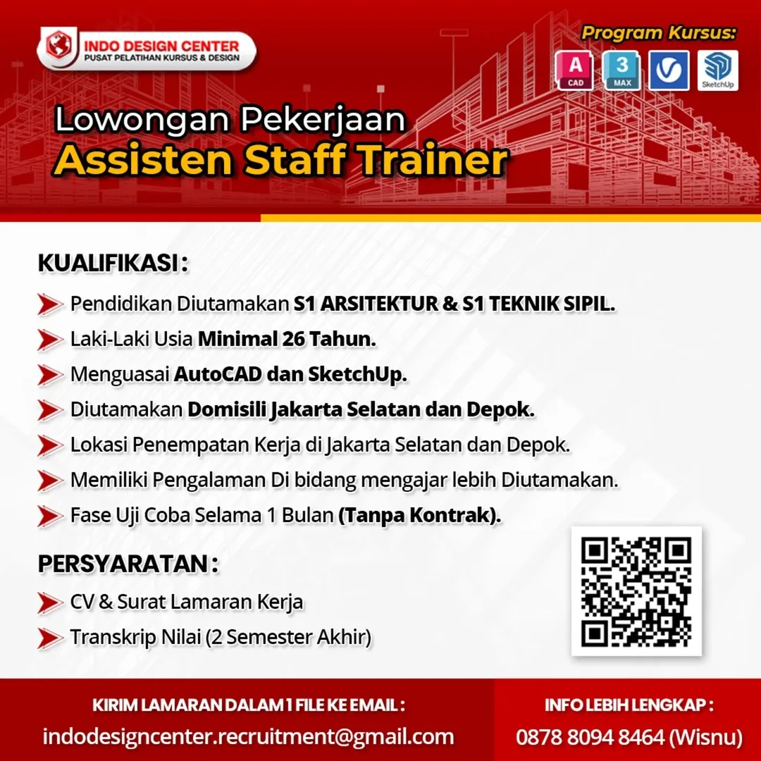 Lowongan Kerja Asisten Staff Trainer – Indo Design Center