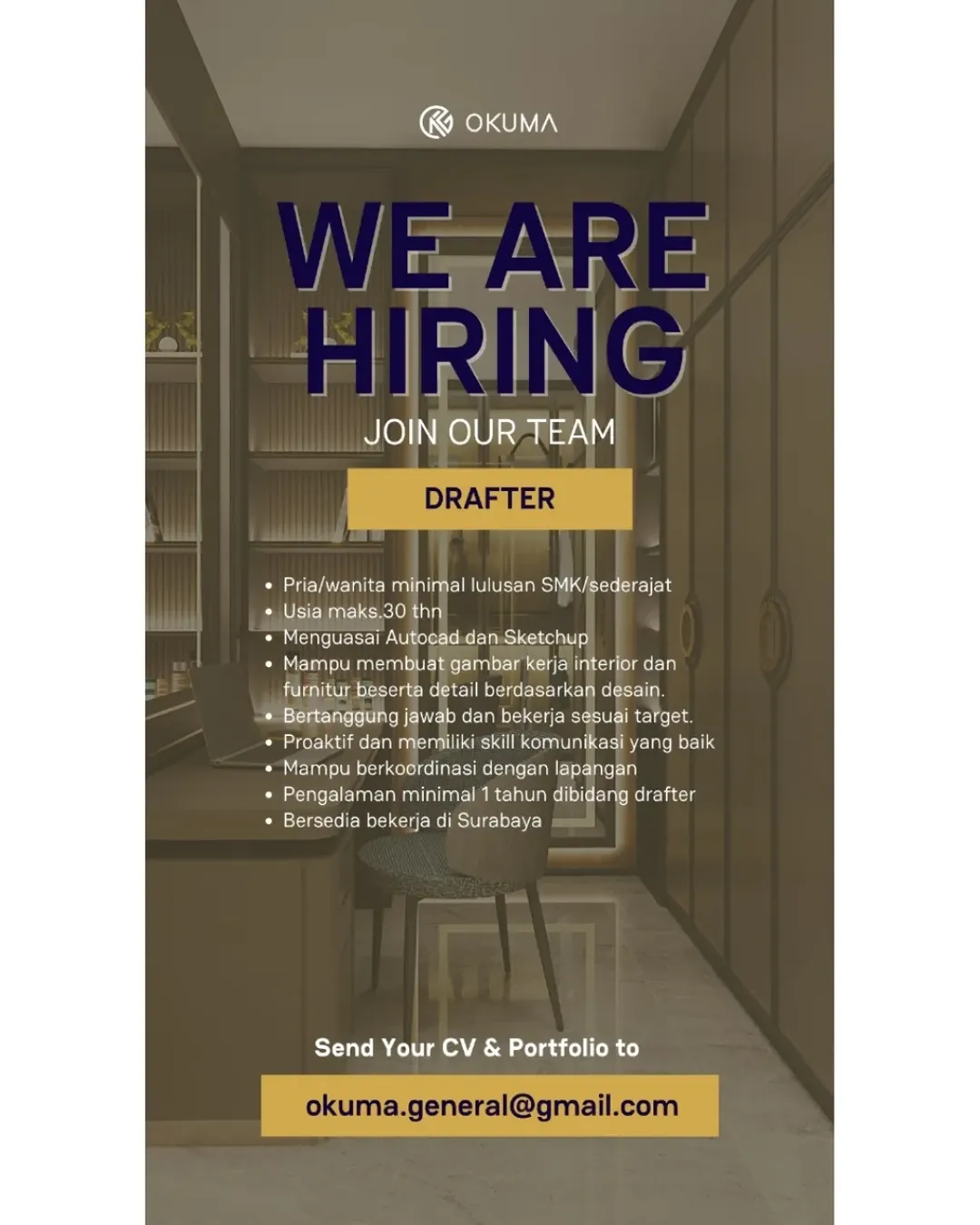Lowongan Drafter Interior Surabaya – Okuma Interior