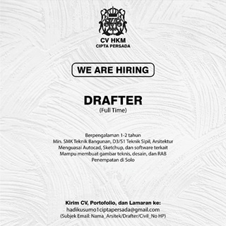 Lowongan Drafter Solo – CV HKM Cipta Persada