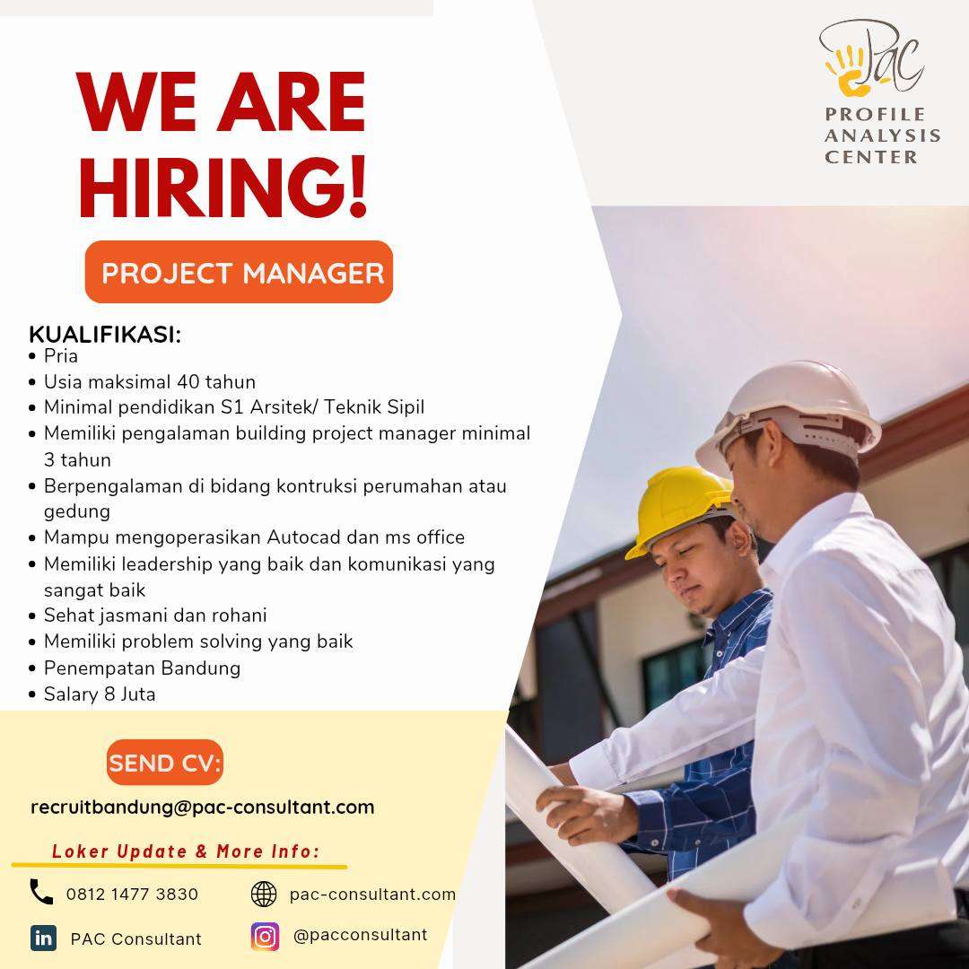 Lowongan Project Manager Bandung | PAC Consultant - Sipilmedia