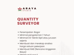 Lowongan Kerja Quantity Surveyor – Araya Studio (Bogor) Lowongan Kerja Quantity Surveyor – Araya Studio (Bogor)